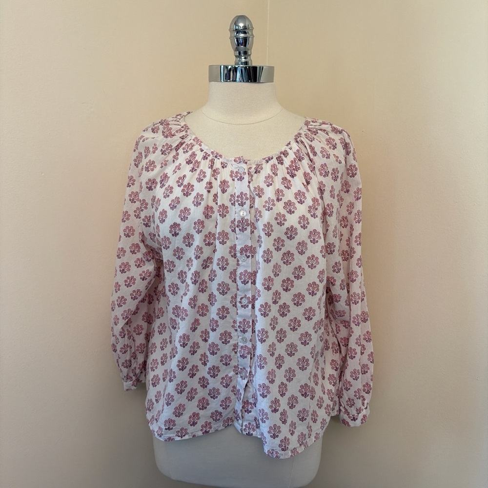 Emerson Fry India Collection Organic Cotton Wide Sleeve Top M